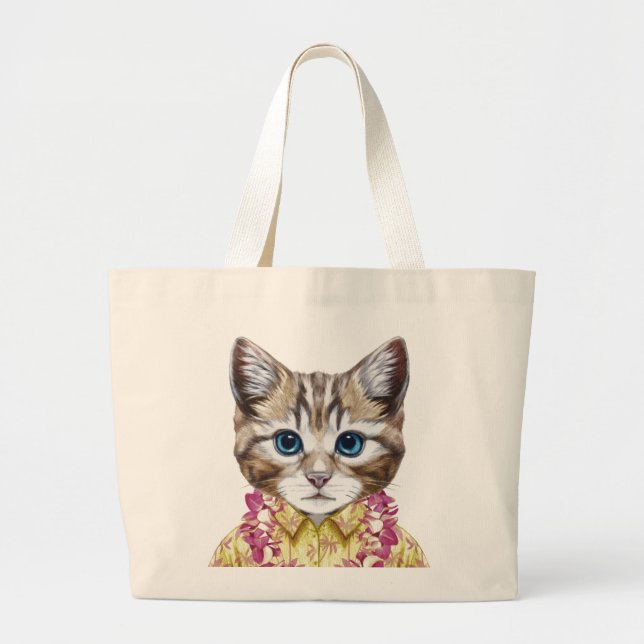 Bolso De Tela Gigante Gato hawaiano del gatito (Frente)