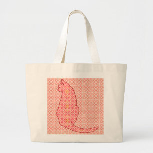 Bolso De Tela Gigante Gato japonés: Batik Naranja de coral