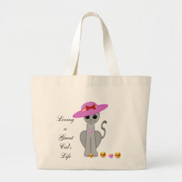 Bolso De Tela Gigante Gato lindo con sombrero