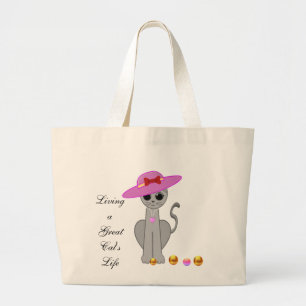Bolso De Tela Gigante Gato lindo con sombrero