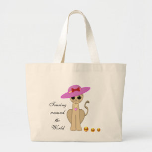 Bolso De Tela Gigante Gato lindo con sombrero de sol