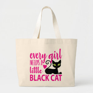Bolso De Tela Gigante Gato loco Lady Kitty Lover Halloween Black Cat Tot