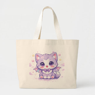 Bolso De Tela Gigante Gato Murciélago Pastel Kawaii con Alas de Gato de