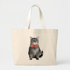 Bolso De Tela Gigante Gato negro con sabor a polka rojo