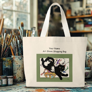 Bolso De Tela Gigante Gato negro del artista