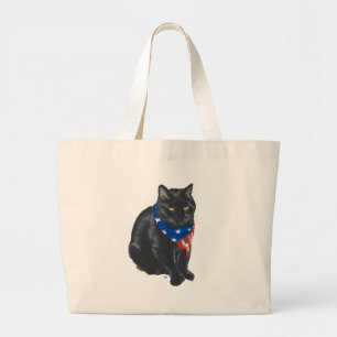 Bolso De Tela Gigante Gato negro patriótico