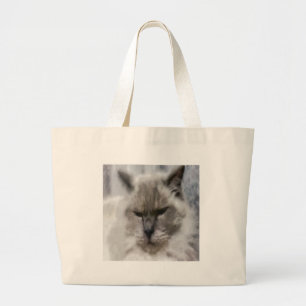 Bolso De Tela Gigante Gato persa blanco en acuarela