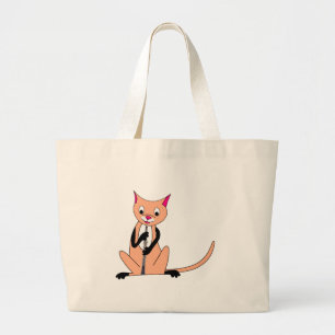 Bolso De Tela Gigante Gato que juega el Oboe