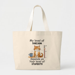 Bolso De Tela Gigante Gato sarcástico - Gracioso arte Naranja