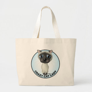 Bolso De Tela Gigante Gato siamés - señora loca del gato