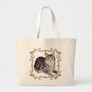 Bolso De Tela Gigante Gato Tabby American Shorthair Cinta Marrón