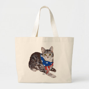 Bolso De Tela Gigante Gato Tabby American Shorthair Patriótico