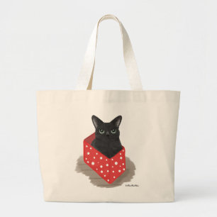 Bolso De Tela Gigante Gato trasero en una caja roja