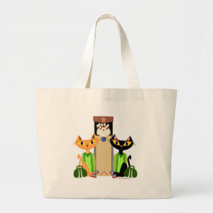 Bolso De Tela Gigante Gatos Callejeros Lindo Bolos Retro Divertido Dibuj