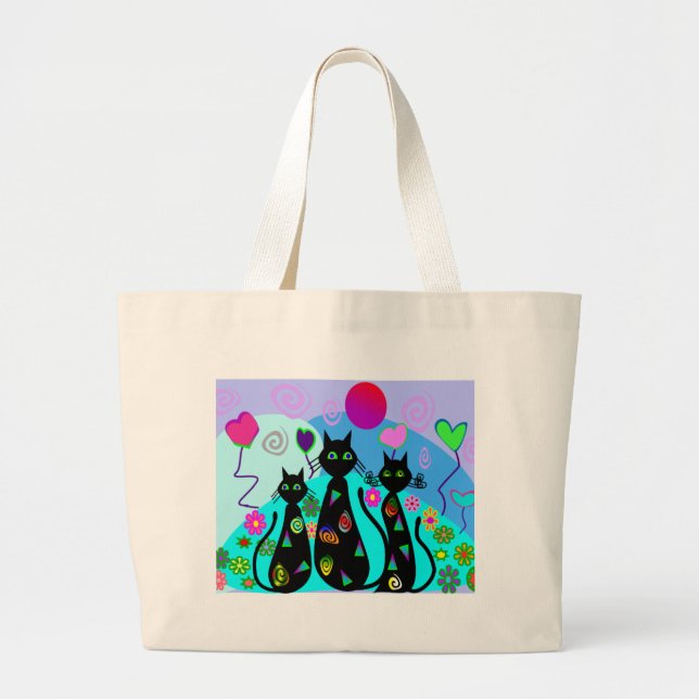 Bolso De Tela Gigante "Gatos de la fantasía del verano " (Frente)