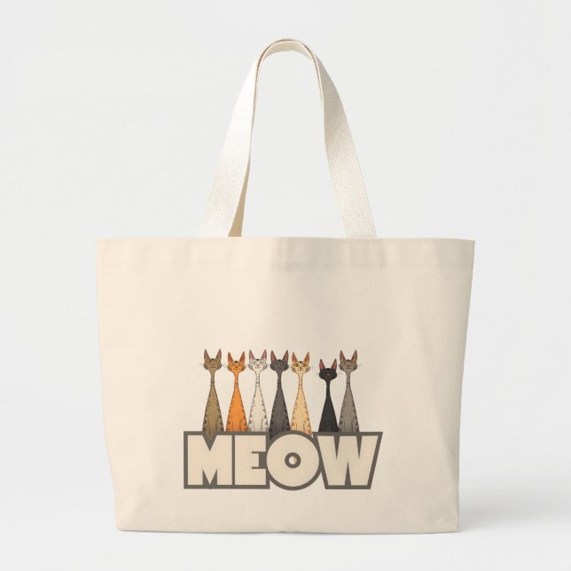Bolso De Tela Gigante Gatos Divertidos Asomándose Meow | Arte Gráfico de (Frente)