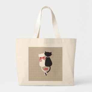 Bolso De Tela Gigante Gatos enamorados rodeados de corazones