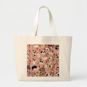 Bolso De Tela Gigante Gatos japoneses Woodblock Tote de Kitty-Ukiyo-e Vi
