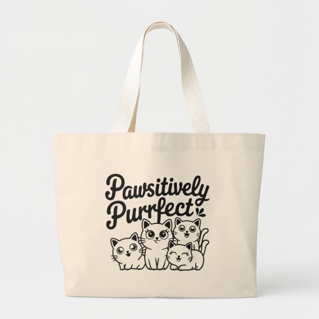 Bolso De Tela Gigante Gatos Pawsividad Purrfect (Frente)