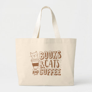 Bolso De Tela Gigante gatos y café de los libros