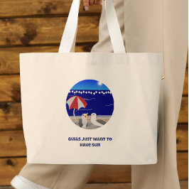 Bolso De Tela Gigante Gaviotas Solo Quieren Tener Sol Gaviota Divertida