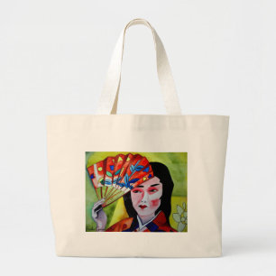 Bolso De Tela Gigante Geisha japonesa con arte acuático original
