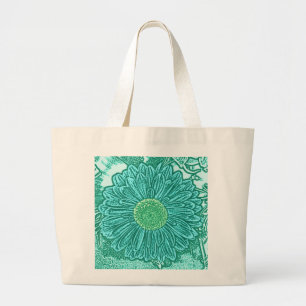 Bolso De Tela Gigante Gerbera Daisy Block Print - tonos de agua