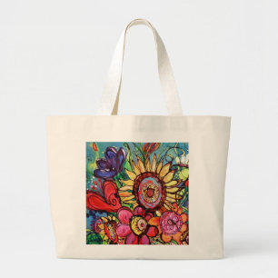 Bolso De Tela Gigante Girasol en florero rosado