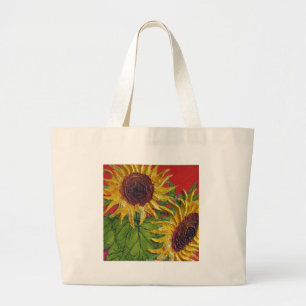 Bolso De Tela Gigante Girasoles amarillos en rojo