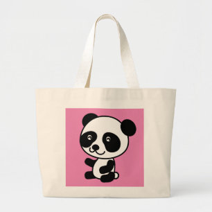 Bolso De Tela Gigante Girly PANDA BEAR TOTES rosados