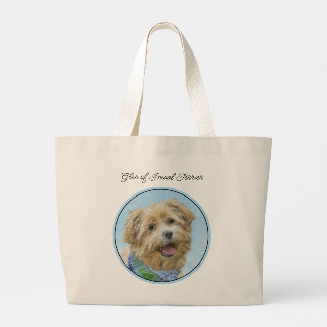 Bolso De Tela Gigante Glen de Imaal Terrier Pintando Arte Perro Original (Reverso)