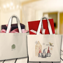 Bolso De Tela Gigante Gnomes de Navidades nórdicos y nombre personalizad