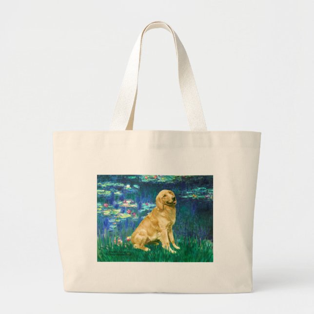 Bolso De Tela Gigante Golden Retriever 1 - Lilies 5 (Frente)