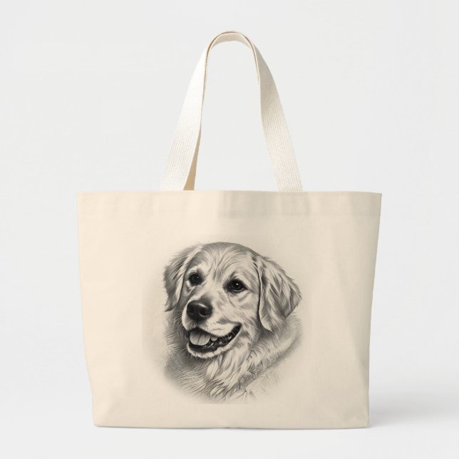 Bolso De Tela Gigante Golden Retriever Artistic Sketch Portrait Tote Bag (Frente)