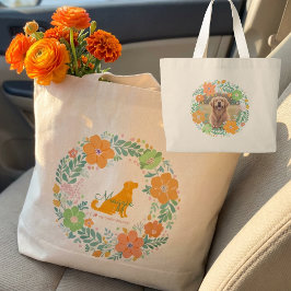 Bolso De Tela Gigante Golden Retriever Pastel Naranja Personalizado