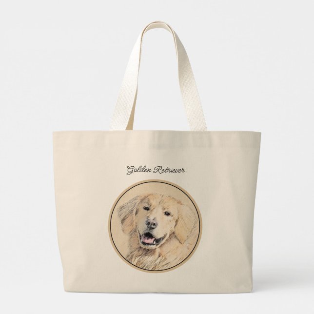 Bolso De Tela Gigante Golden Retriever Pintura Cute Arte Perro Original (Reverso)