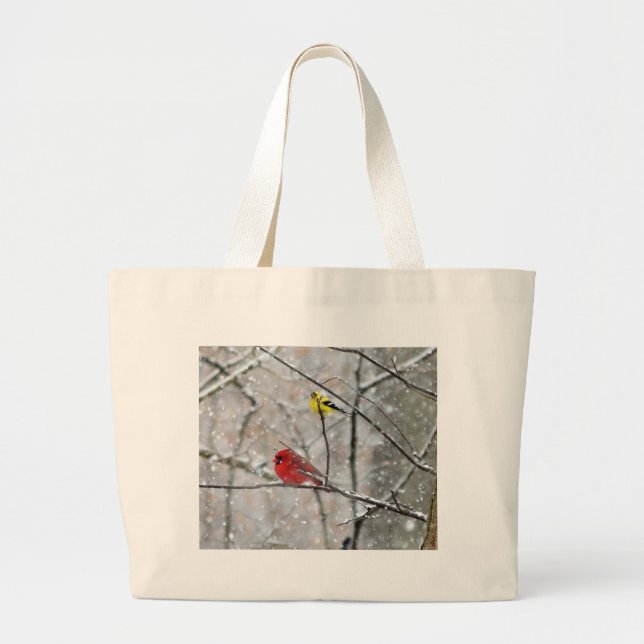 Bolso De Tela Gigante Goldfinch Y Cardinal (Frente)