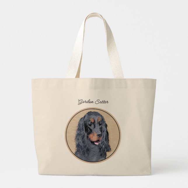 Bolso De Tela Gigante Gordon Setter Pintando Arte Perro Original Negro C (Reverso)
