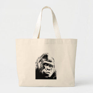 Bolso De Tela Gigante Gorilla de arte pop blanco negro