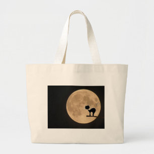 Bolso De Tela Gigante Gótico gato negro de Halloween con luna llena