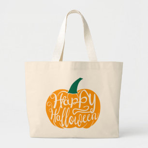 Bolso De Tela Gigante Grabación feliz de Halloween con calabaza tallada