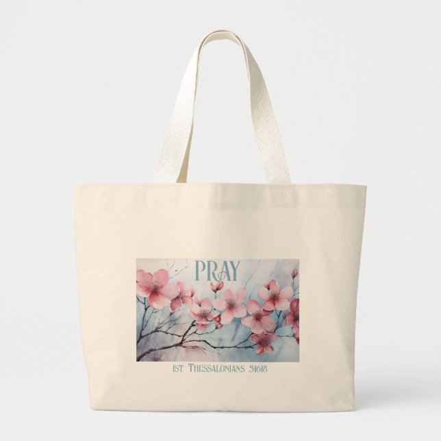 Bolso De Tela Gigante GraceGear - Pray Tote Bag-Blue Text (Frente)