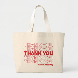 Bolso De Tela Gigante Gracias empaquetar el diseño - rojo