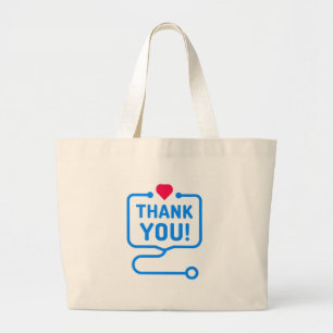 Bolso De Tela Gigante Gracias Estetoscopio cardíaco