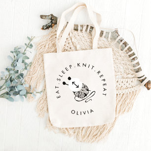 Bolso De Tela Gigante Gracioso Knitus Comer Knit de sueño Repetir Person