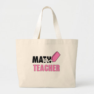 Bolso De Tela Gigante Gracioso profesor de matemáticas, borrador rosado