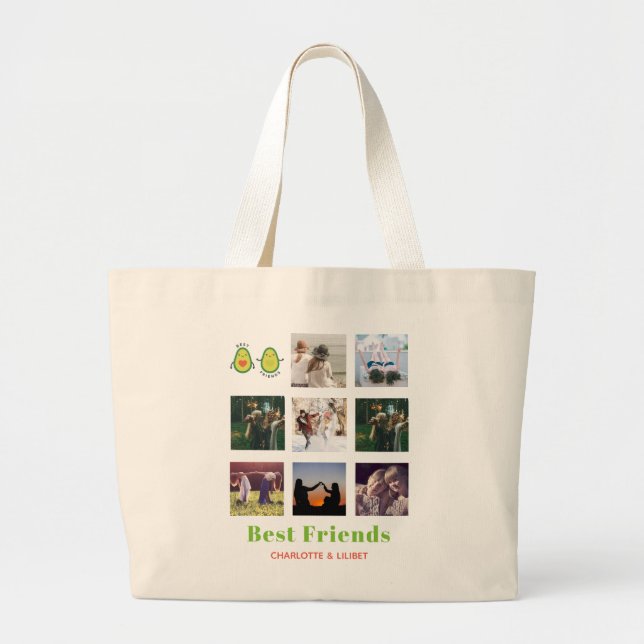 Bolso De Tela Gigante Gracioso regalo de COLLAGE DE FOTOS BFF Personaliz (Frente)
