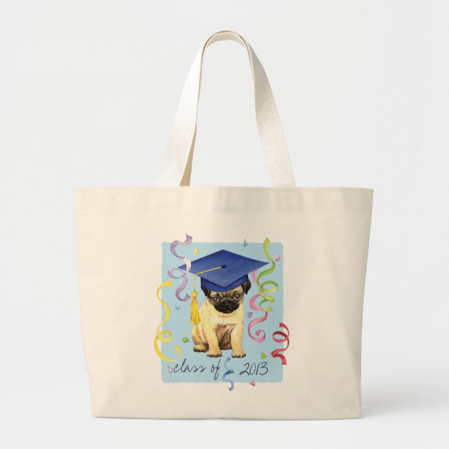Bolso De Tela Gigante Graduado de pug (Frente)