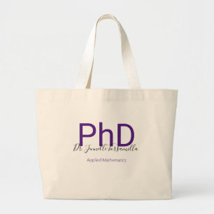 Bolso De Tela Gigante Graduado PhD Nombre de Grado Púrpura
