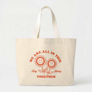 Bolso De Tela Gigante Gráfica de flor retro feliz